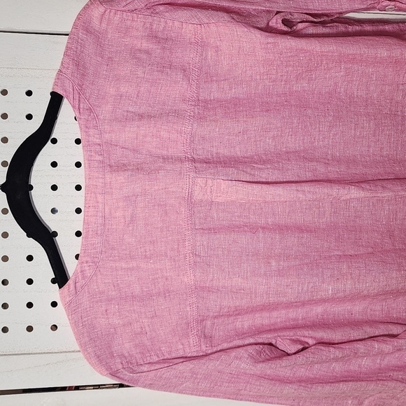 Talbots Size M Medium 100% Linen Pink V-neck Lightweight - Picture 8 of 8